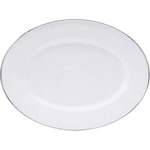 Golden Rabbit Enamelware - 12 x 16 Oval Platter (Solid White)